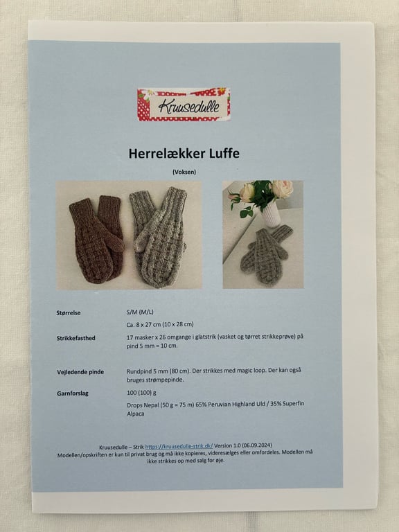Printet opskrift: Herrelækker Luffer STRUKTUR  (voksen) billede 3