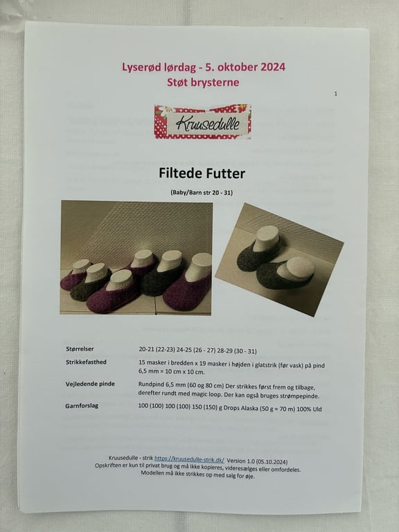 Printet Opskrift: Filtede futter til baby/barn billede 3