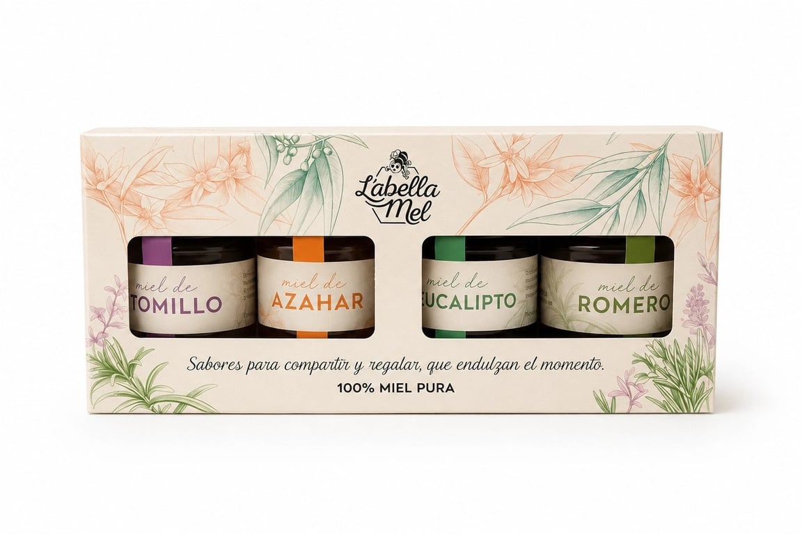 L'ABELLA Pakke med 4 honning a 50g.