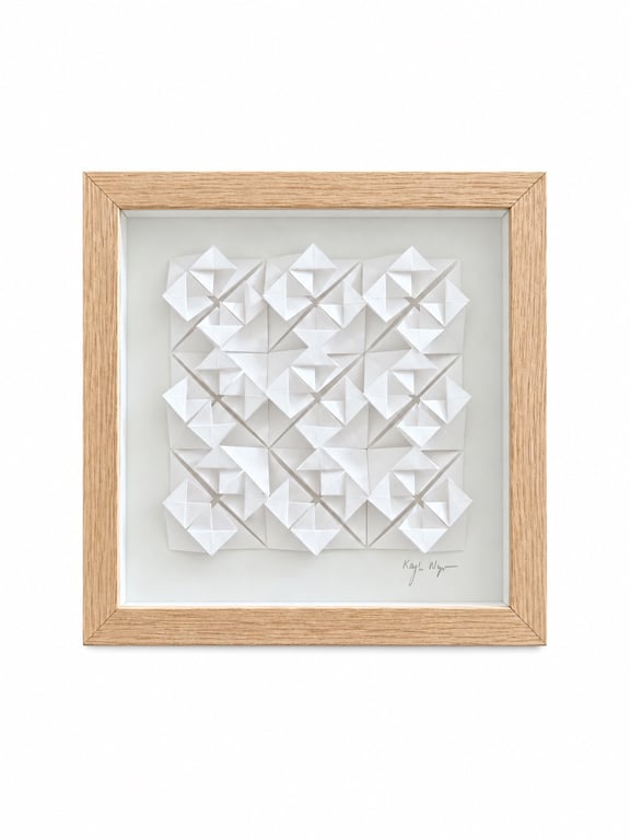 20x20cm, foldet værk, indrammet 