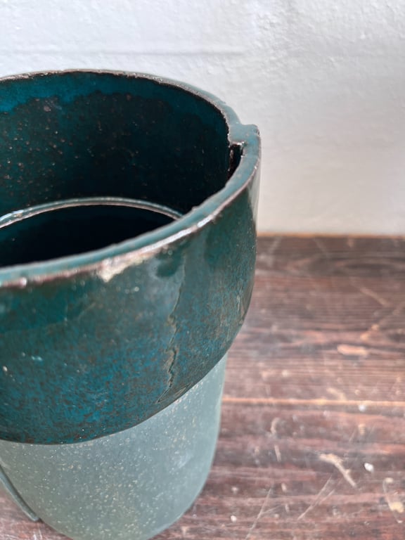 Vase med overlap, flaskegrøn, stor billede 3