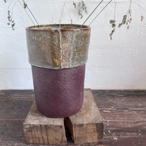 Vase med overlap, bordeaux/irgrøn, stor – produktbillede