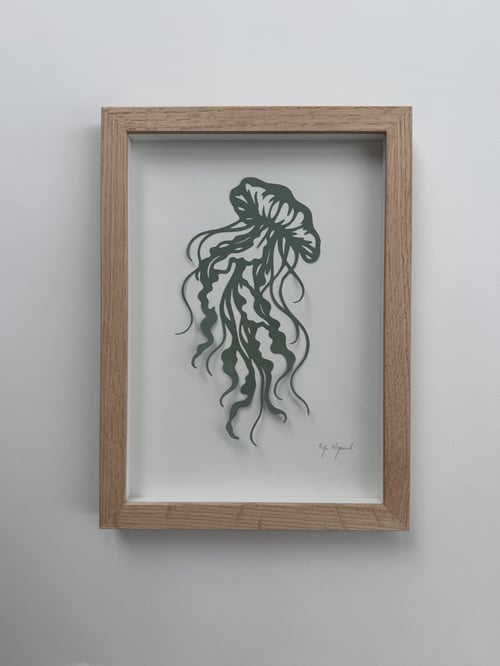 A4, 3D papercut, salviegrøn, indrammet  (1)