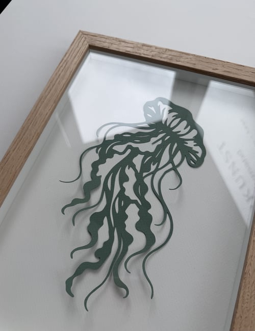 A4, 3D papercut, salviegrøn, indrammet  (2)