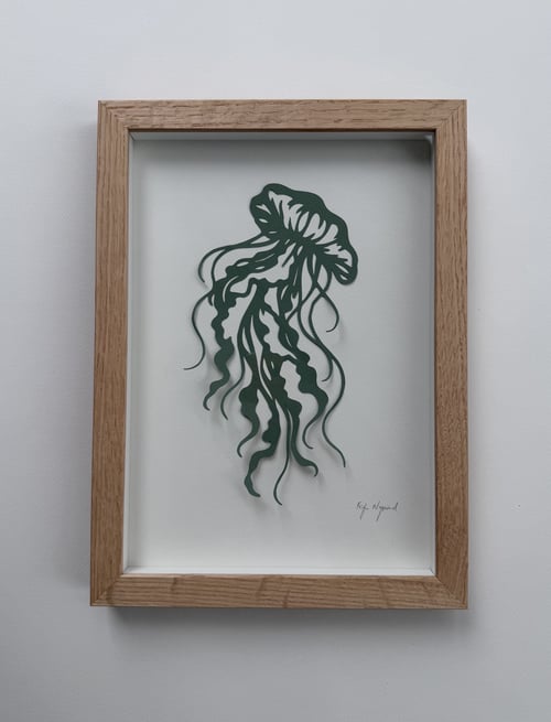 A4, 3D papercut, salviegrøn, indrammet  (5)