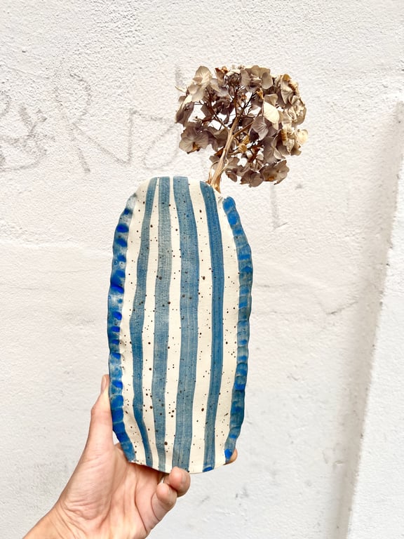 Stribet smal vase 