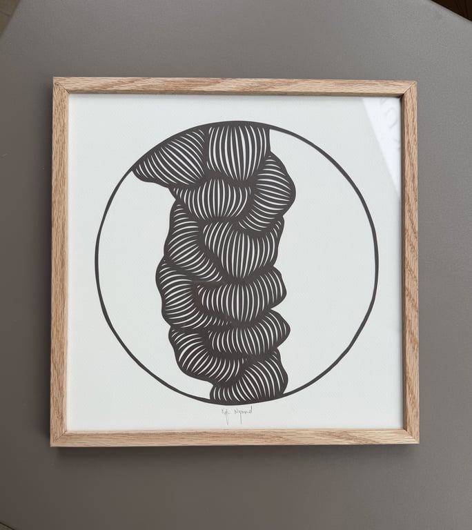 30x30cm, papercut, Mørk Taupe, indrammet  billede 3