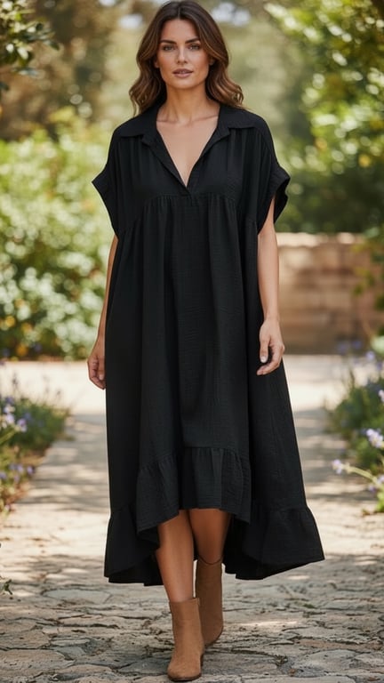 Nanna oversize dress, Black. Onesize 38-50.