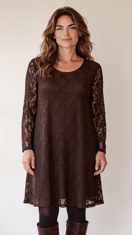Donna viscose dress, Chokolate. Onesize 36-46.