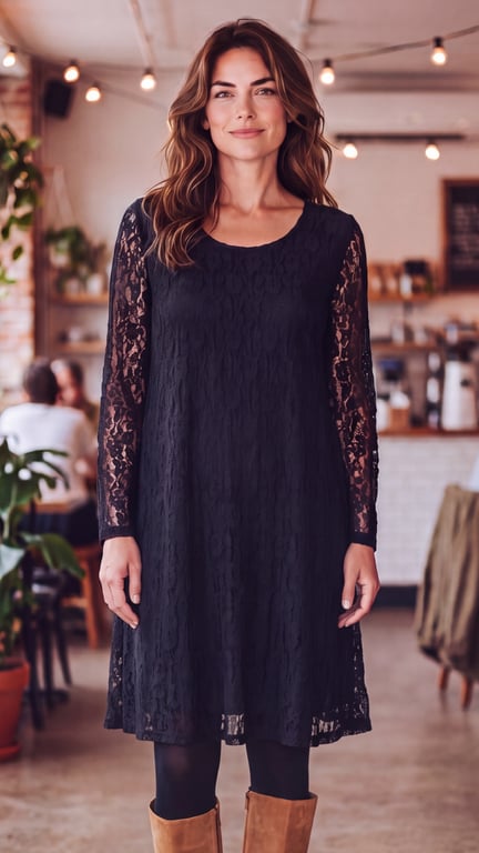 Donna viscose dress, Black blonde. Onesize 36-46.