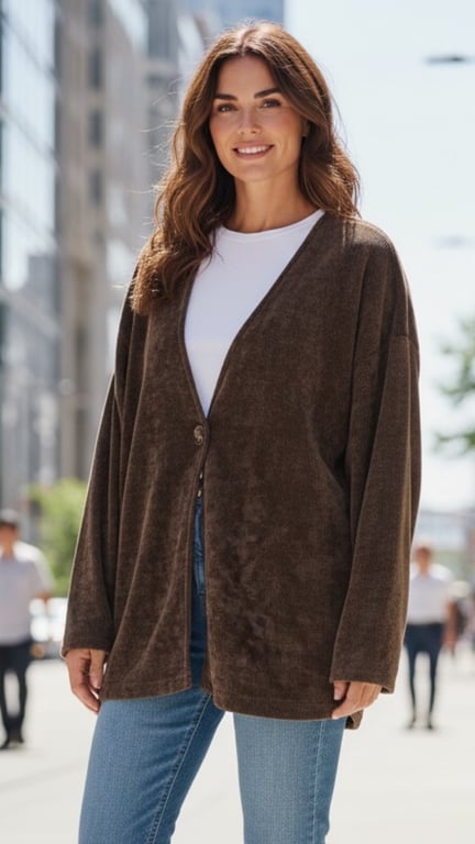 Sine soft basic cardigan, Chokolate. Onesize str. 36-46.