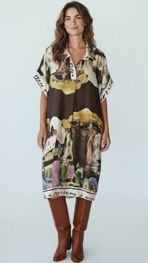 Sue viscose dress. Chokolate/blue. Onesize 38-48. (1)