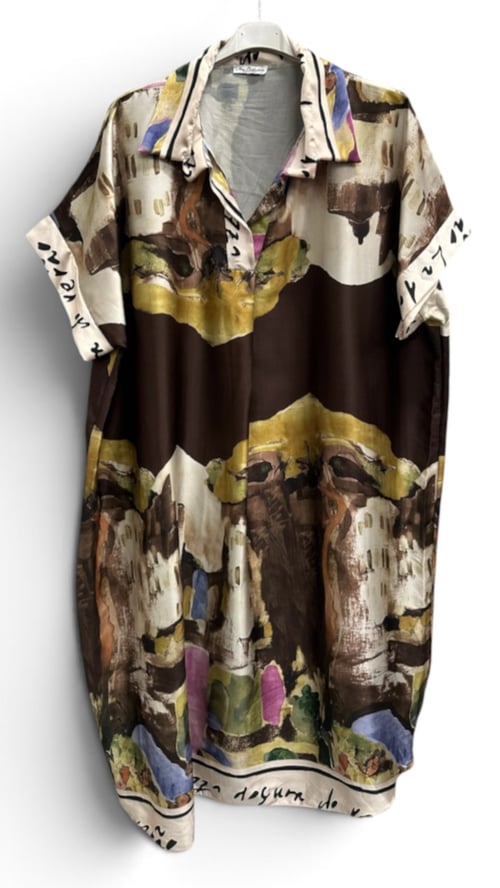 Sue viscose dress. Chokolate/blue. Onesize 38-48. (2)