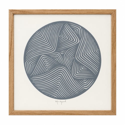30x30cm, papercut, dueblå, indrammet 