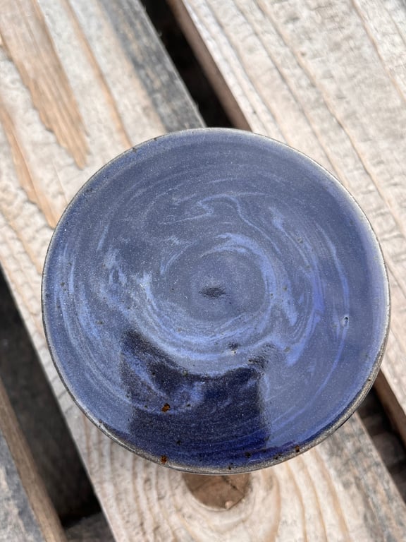 Smørklokke mørkeblå/sand. 200 ml. H: 7,5 D: 9 cm billede 3