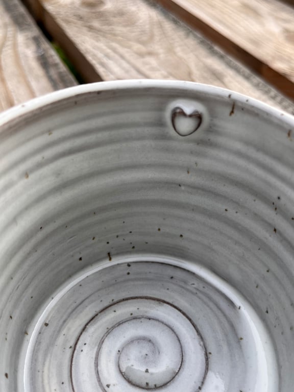 Mørkeblå/sand kop. 330 ml. H: 7,5 cm billede 3