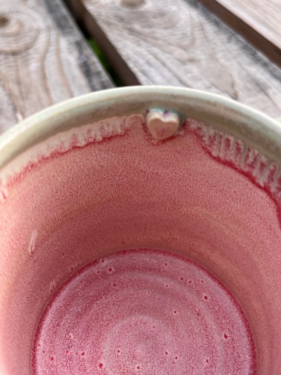 Pink/grøn kop. 310ml. H: 8,5 cm billede 3