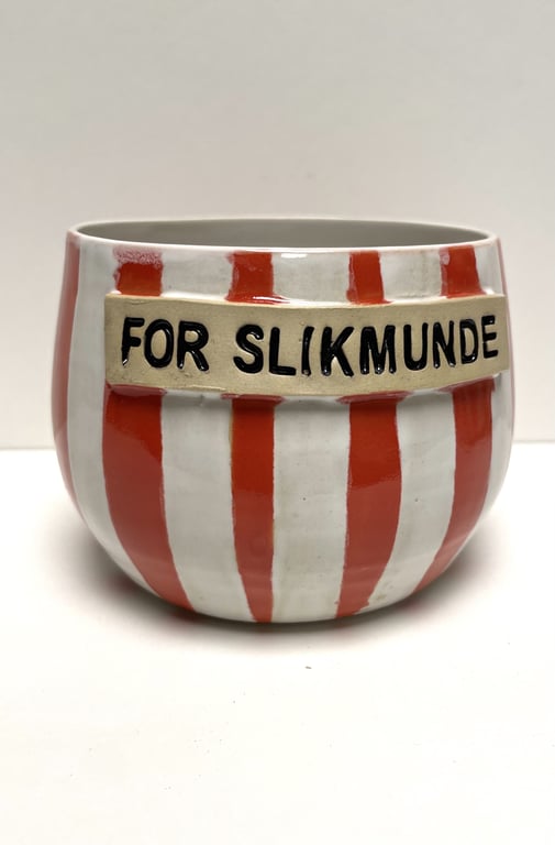 Keramik Skål med tekst - For slikmunde billede 2
