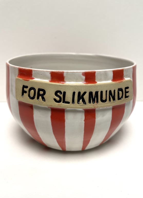Keramik Skål med tekst - For slikmunde billede 2