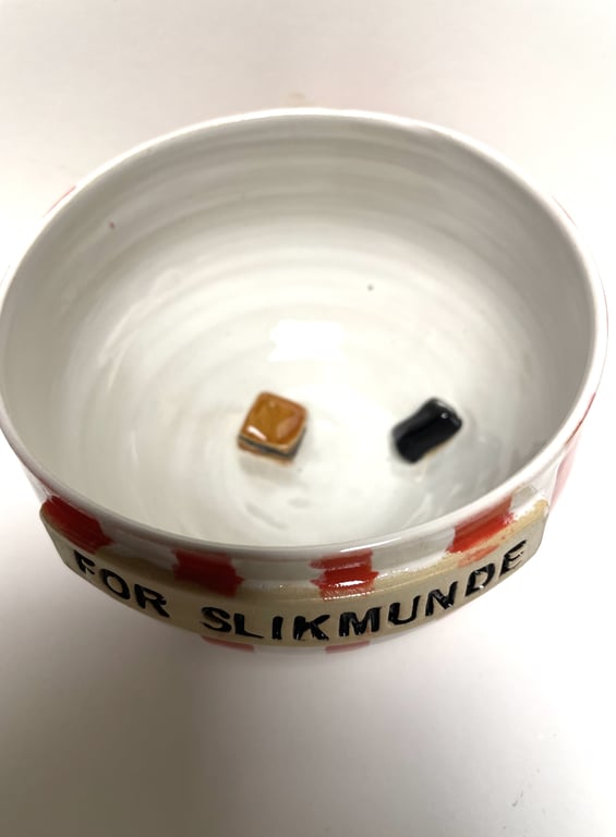 Keramik Skål med tekst - For slikmunde billede 3