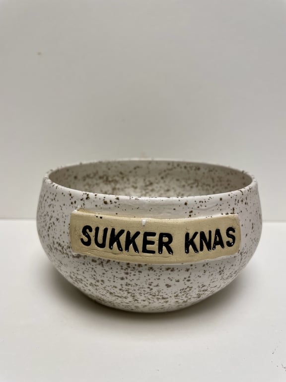 Keramik Skål med tekst - Sukker knas billede 2