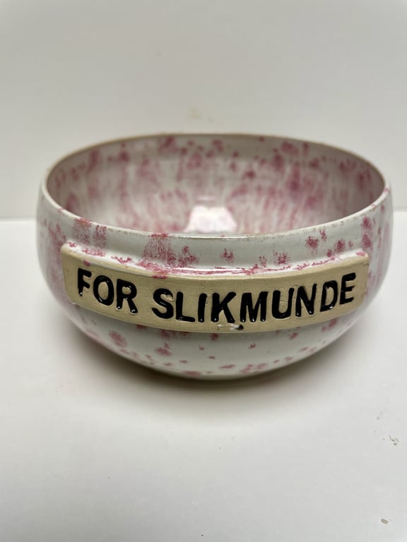 Keramik Skål med tekst - For slikmunde billede 2