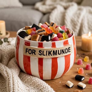 Keramik Skål med tekst - For slikmunde – produktbillede