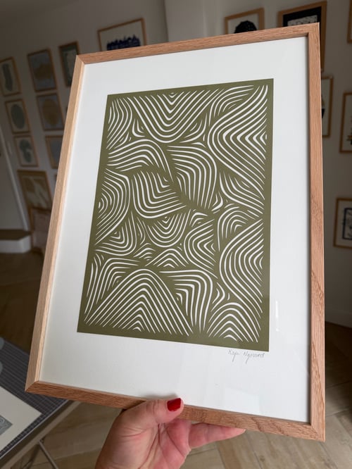 A3, papercut, oliven, indrammet 