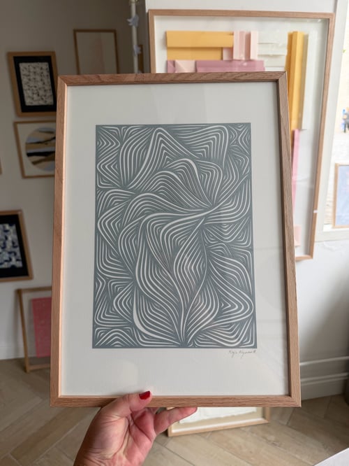 A3, papercut, dueblå, indrammet  (3)