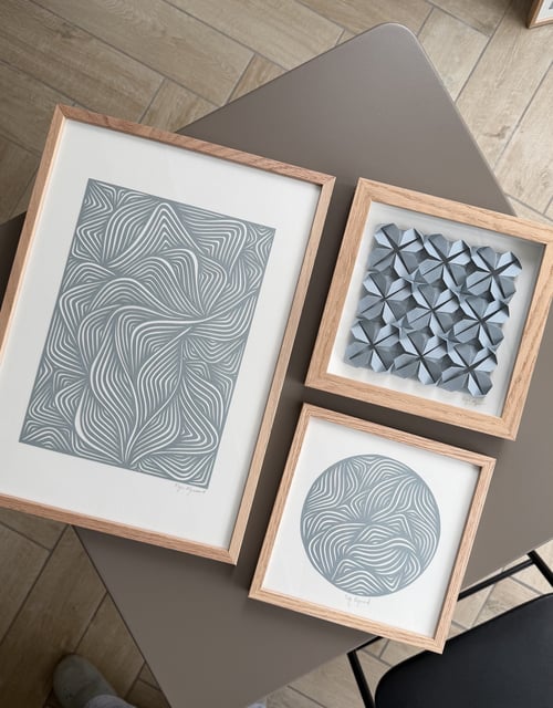 A3, papercut, dueblå, indrammet  (5)