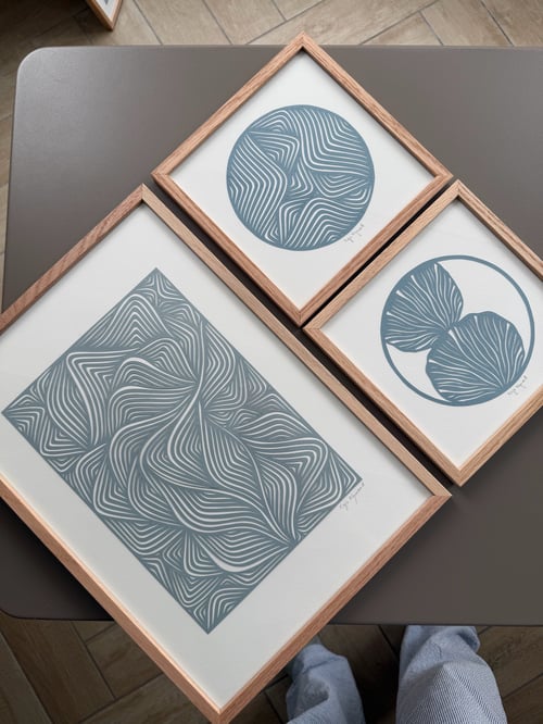20x20cm, papercut, mørk dueblå, indrammet  (2)