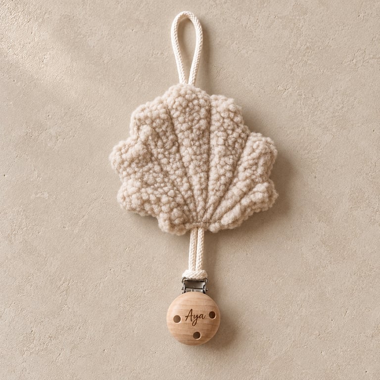   Musling suttesnor med graveret clips – Khaki &amp; Beige billede 2