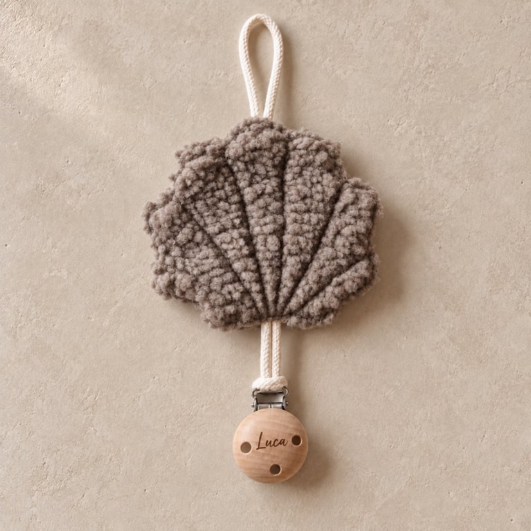   Musling suttesnor med graveret clips – Khaki &amp; Beige billede 3