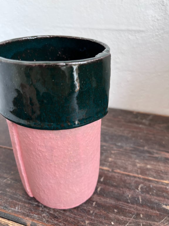 Vase med overlap, lyserød/grøn , lille billede 2
