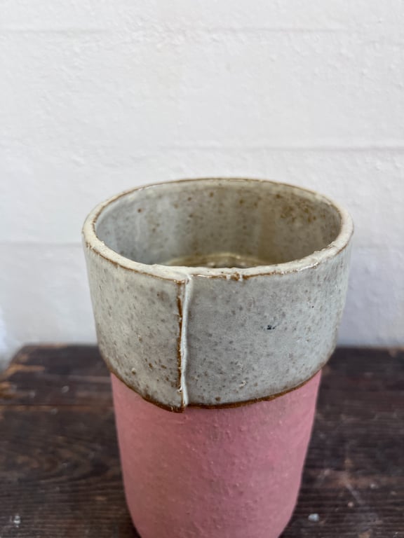 Vase med overlap, lyserød/sand , lille billede 2