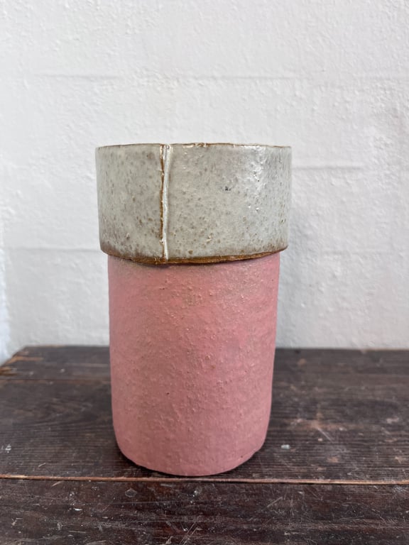 Vase med overlap, lyserød/sand , lille