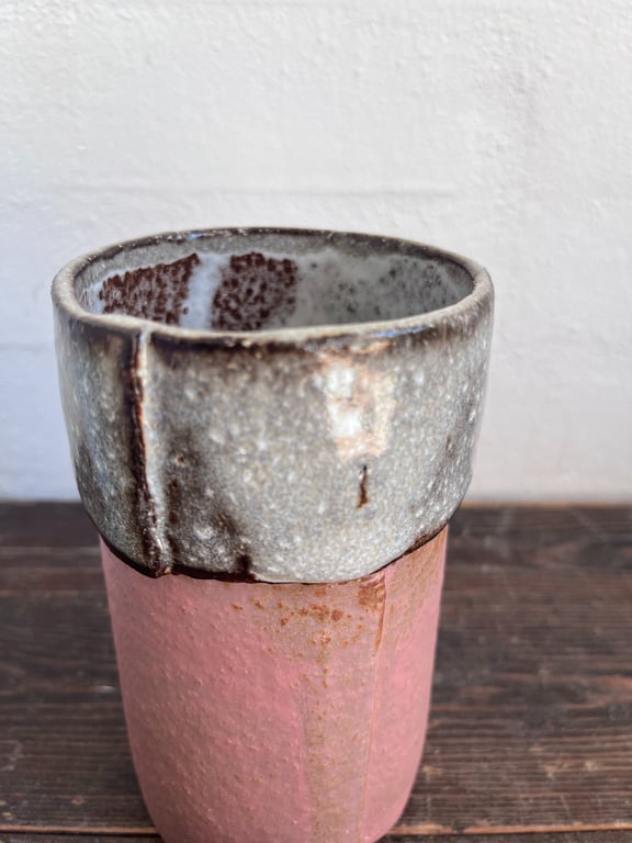Vase med overlap, lyserød/aske , lille