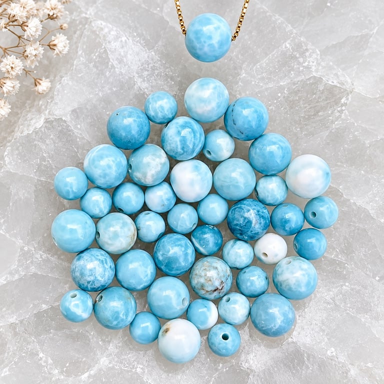 Larimar- vedhæng: healing, ro, åbenhed 