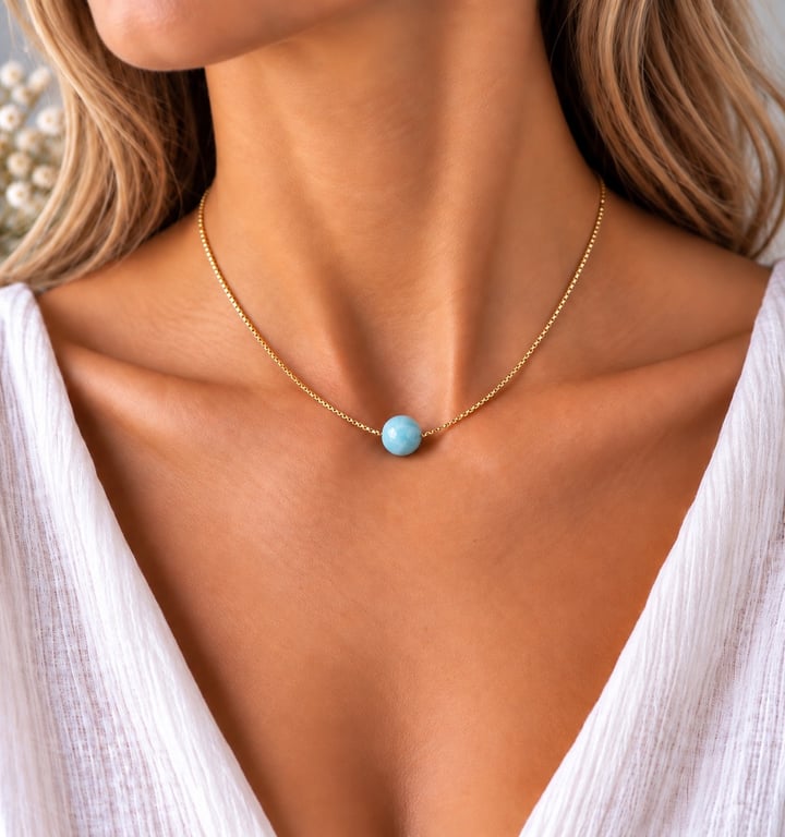 Larimar- vedhæng: healing, ro, åbenhed  billede 4