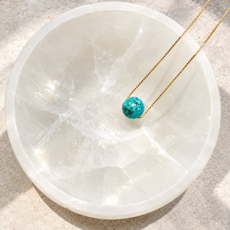 Chrysocolla- vedhæng: kærlighed, kommunikation, balance 