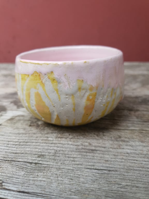 Rosa og gul/orange kop/skål billede 3