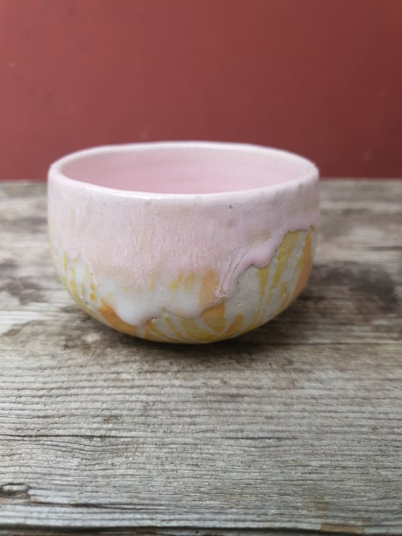 Rosa og gul/orange kop/skål billede 4