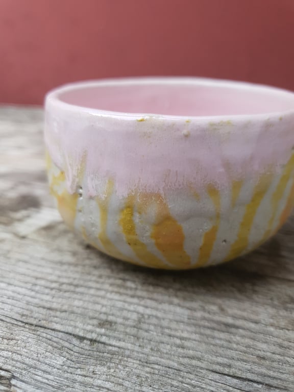 Rosa og gul/orange kop/skål billede 2