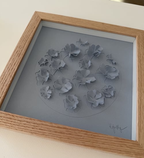 20x20cm, 3D papercut, stålblå, indrammet  (2)