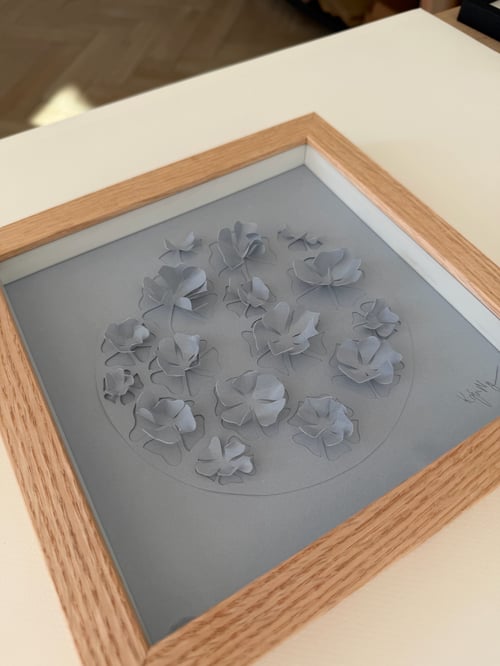 20x20cm, 3D papercut, stålblå, indrammet  (3)