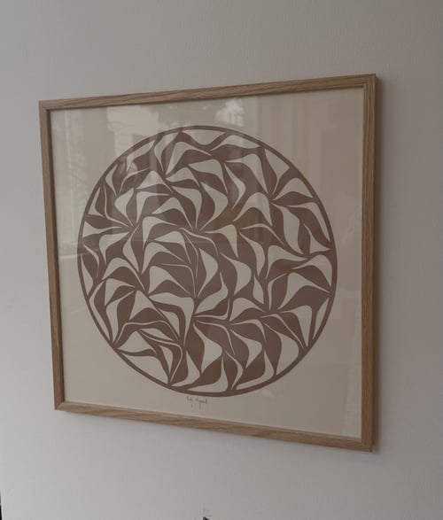 40x40cm, papercut, nougat-beige, indrammet  (2)