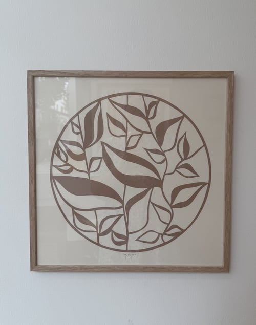 40x40cm, papercut, nougat-beige, indrammet 