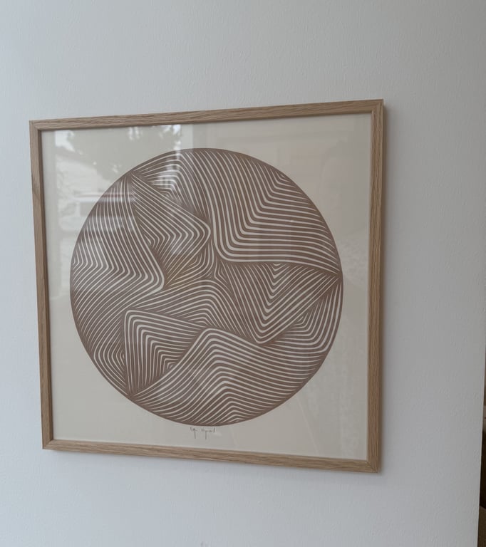 40x40cm, papercut, nougat-beige, indrammet  billede 2