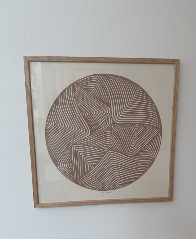 40x40cm, papercut, nougat-beige, indrammet  billede 3
