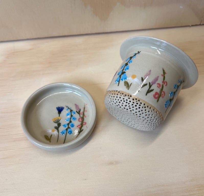 Te-æg med underskål - Flora-design  billede 3